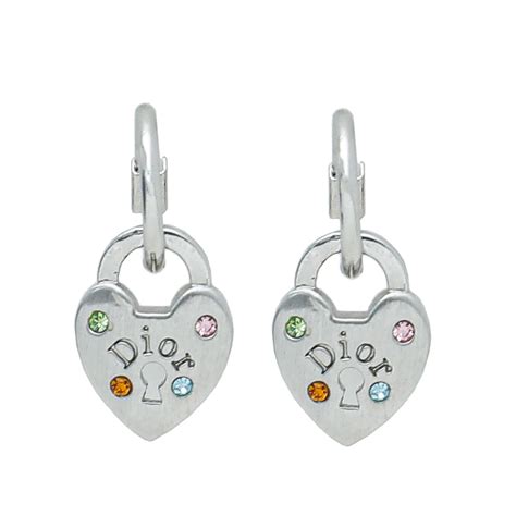 dior silver heart earrings